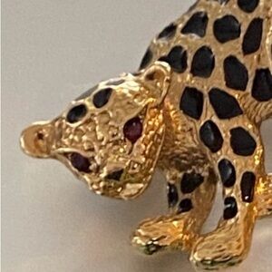 Park Lane Gold Leopard Brooch with Black Spots